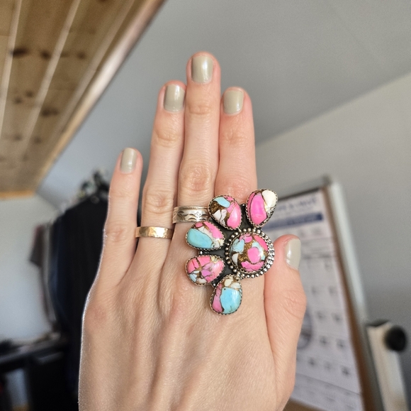 Cotton Candy Turquoise Sterling Ring - Picture 3 of 5